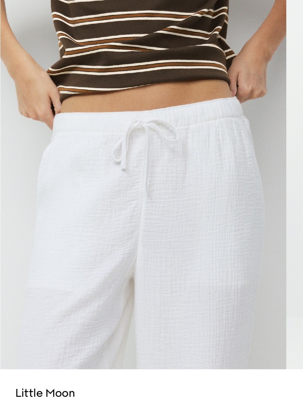 Little Moon White Drawstring Relaxed Joggers (still selling online)